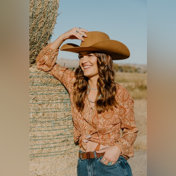 ARNHEM Bohemian Harley blouse in rust rust fall 70s boho blouse - Picture 4 of 10